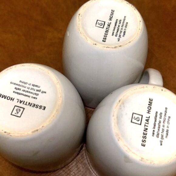 Set Of 3 Essential Home White & Yellow Mugs - Ceramic Coffee Cups - Picture 6 of 8